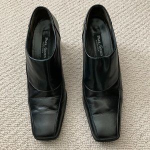 Paul Green Black Leather Heeled Booties